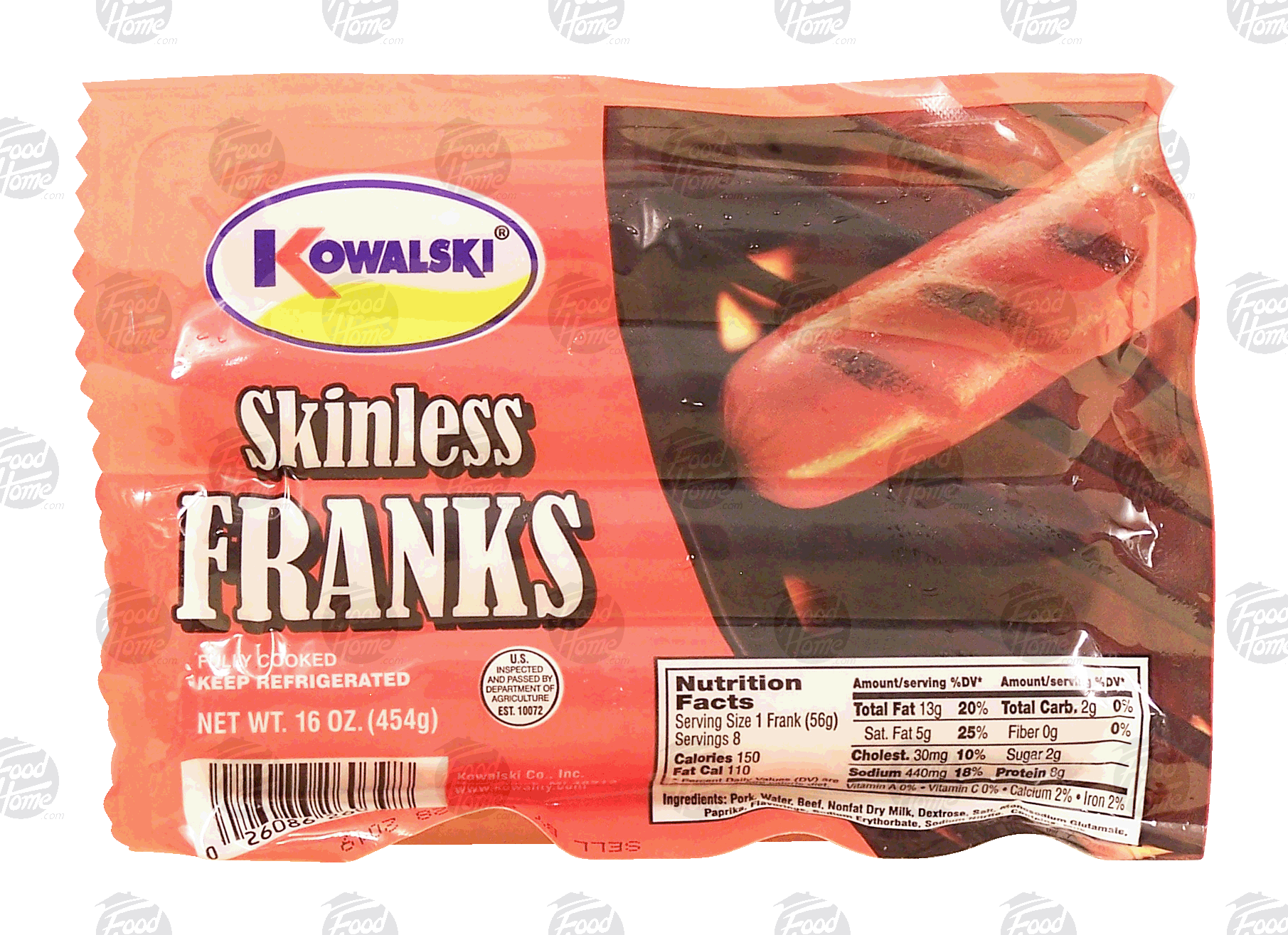 Kowalski  skinless franks, 8-count, bunsize Full-Size Picture